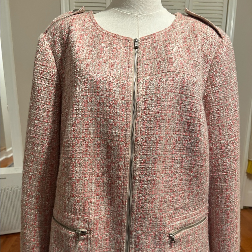 Talbots Pink and White Tweed Blazer